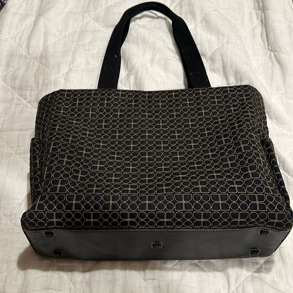 Kate Spade Huge Tote - fabric, black with stitching and pink inside!